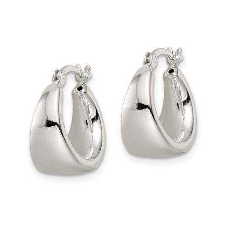 Sterling Silver Dangle Earrings with Tapered Hoops and Polished Minimalist Design