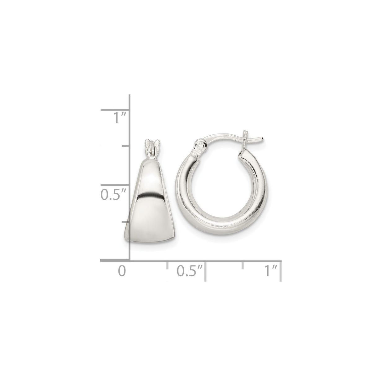 Sterling Silver Dangle Earrings with Tapered Hoops and Polished Minimalist Design