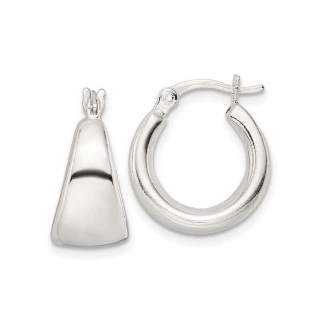 Sterling Silver Dangle Earrings with Tapered Hoops and Polished Minimalist Design