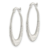 Sterling Silver Hoop Earrings with Textured Chevron and Dotted Tribal Design for Women