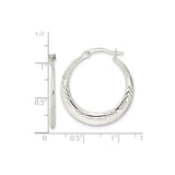 Sterling Silver Hoop Earrings with Textured Chevron and Dotted Tribal Design for Women