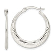 Sterling Silver Hoop Earrings with Textured Chevron and Dotted Tribal Design for Women