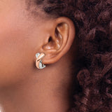 Sterling Silver Crossover Hoop Earrings with Rose Gold Plating, Twisted Design, X Detail