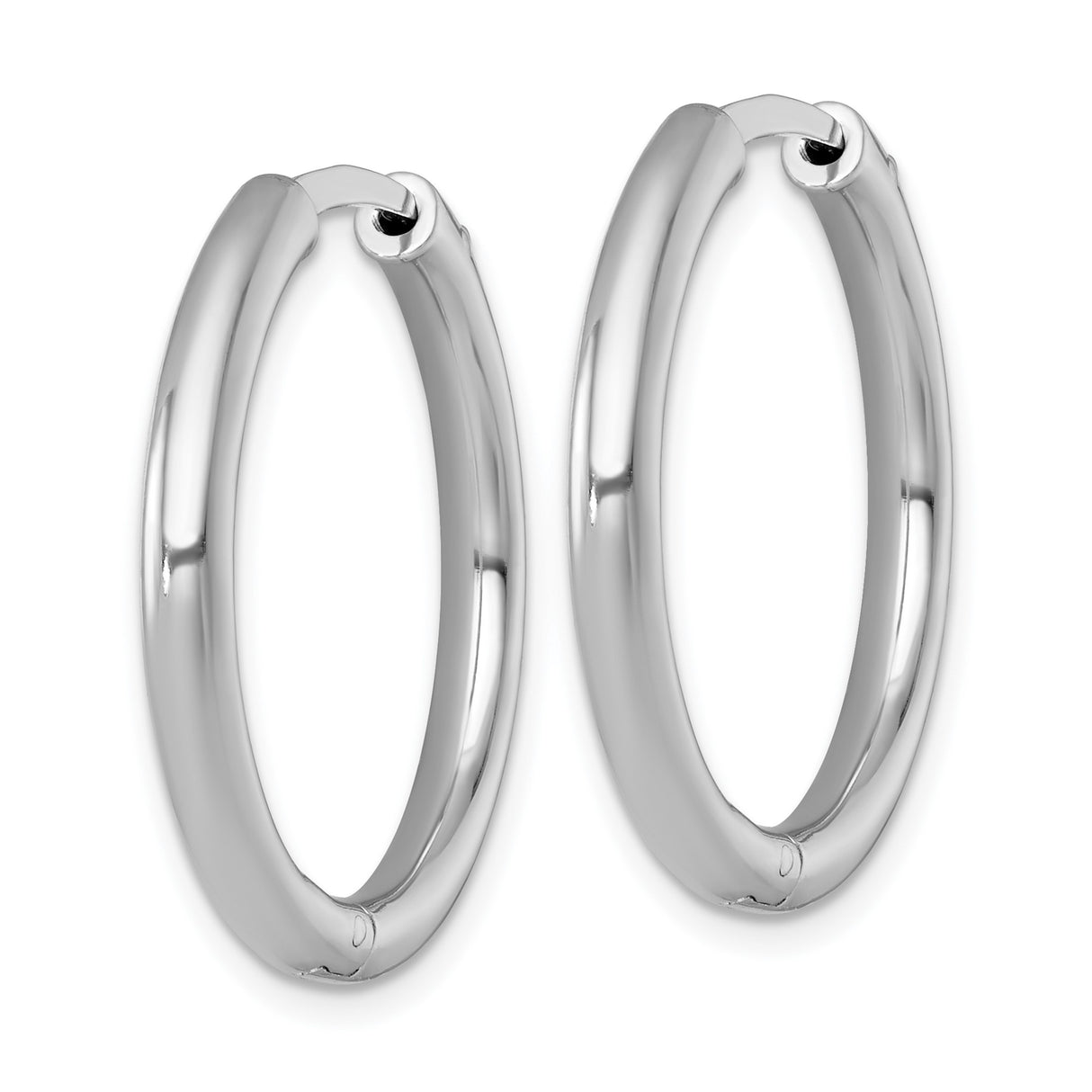Sterling Silver Hoop Earrings, Polished Round Minimalist Style with Hinged Latch Closure