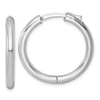 Sterling Silver Hoop Earrings, Polished Round Minimalist Style with Hinged Latch Closure