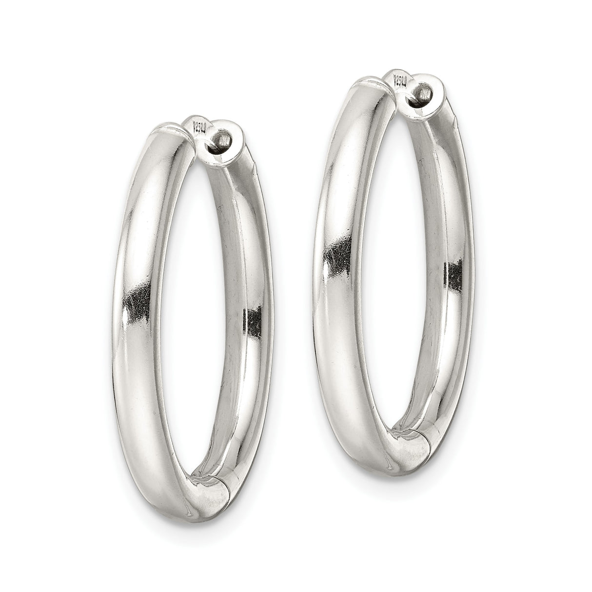 Sterling Silver Hoop Earrings, Classic Polished Round Lightweight Design, Minimalist Everyday Style