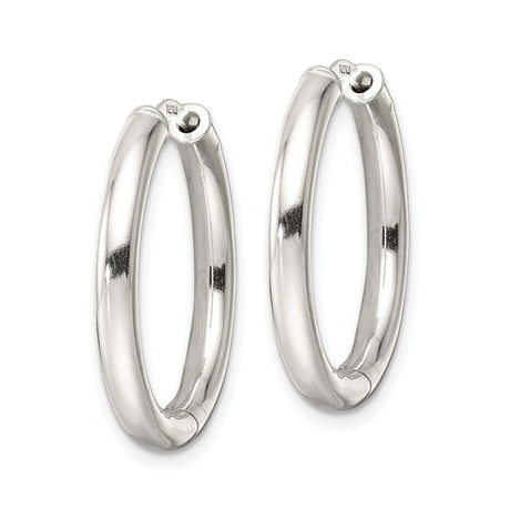 Sterling Silver Hoop Earrings, Classic Polished Round Lightweight Design, Minimalist Everyday Style