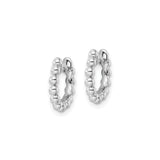 Sterling Silver Beaded Hoop Earrings with Bubble Texture and Polished Finish