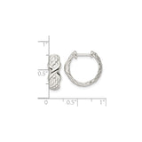 Sterling Silver Hoop Earrings with Woven Texture and Polished X Design