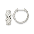 Sterling Silver Hoop Earrings with Woven Texture and Polished X Design