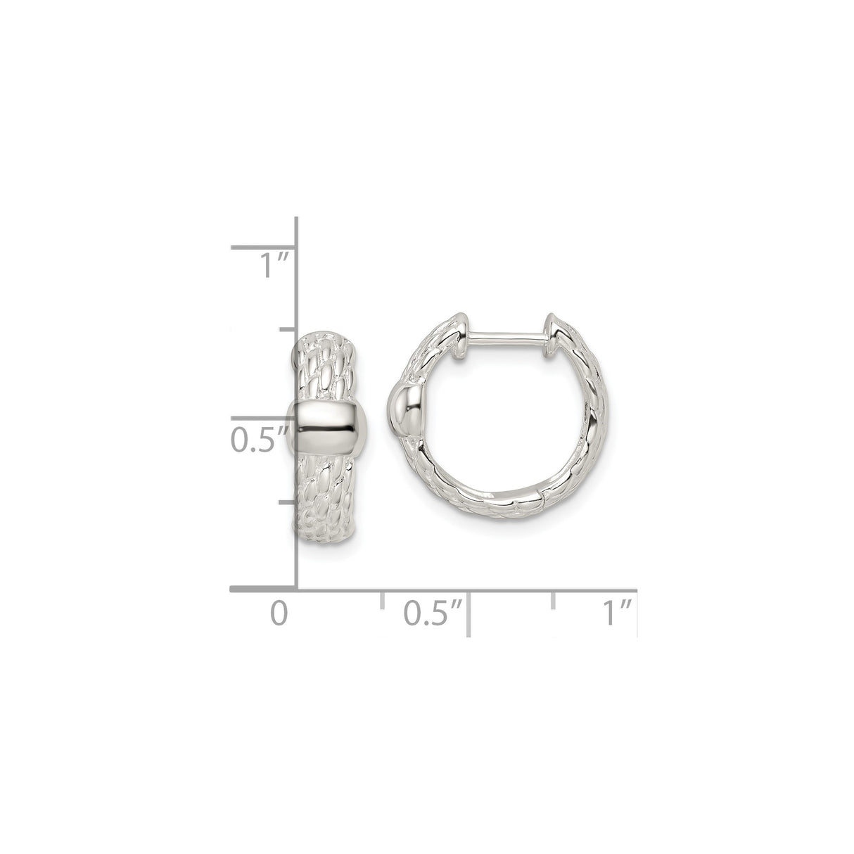 Sterling Silver Hoop Earrings with Woven Braid Texture and Polished Accents
