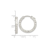 Sterling Silver Hoop Earrings, Diamond Cut Textured Design with Polished Finish