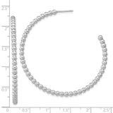 Sterling Silver Beaded Hoop Earrings, Polished Open Hoop Design, Minimalist Style for Women