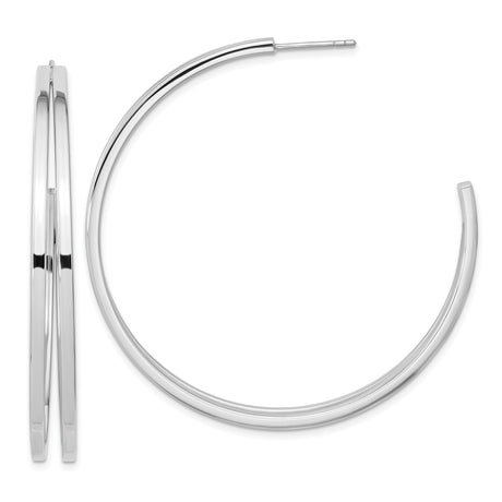 Sterling Silver Hoop Earrings, Large Lightweight Round Design with High Polish Finish