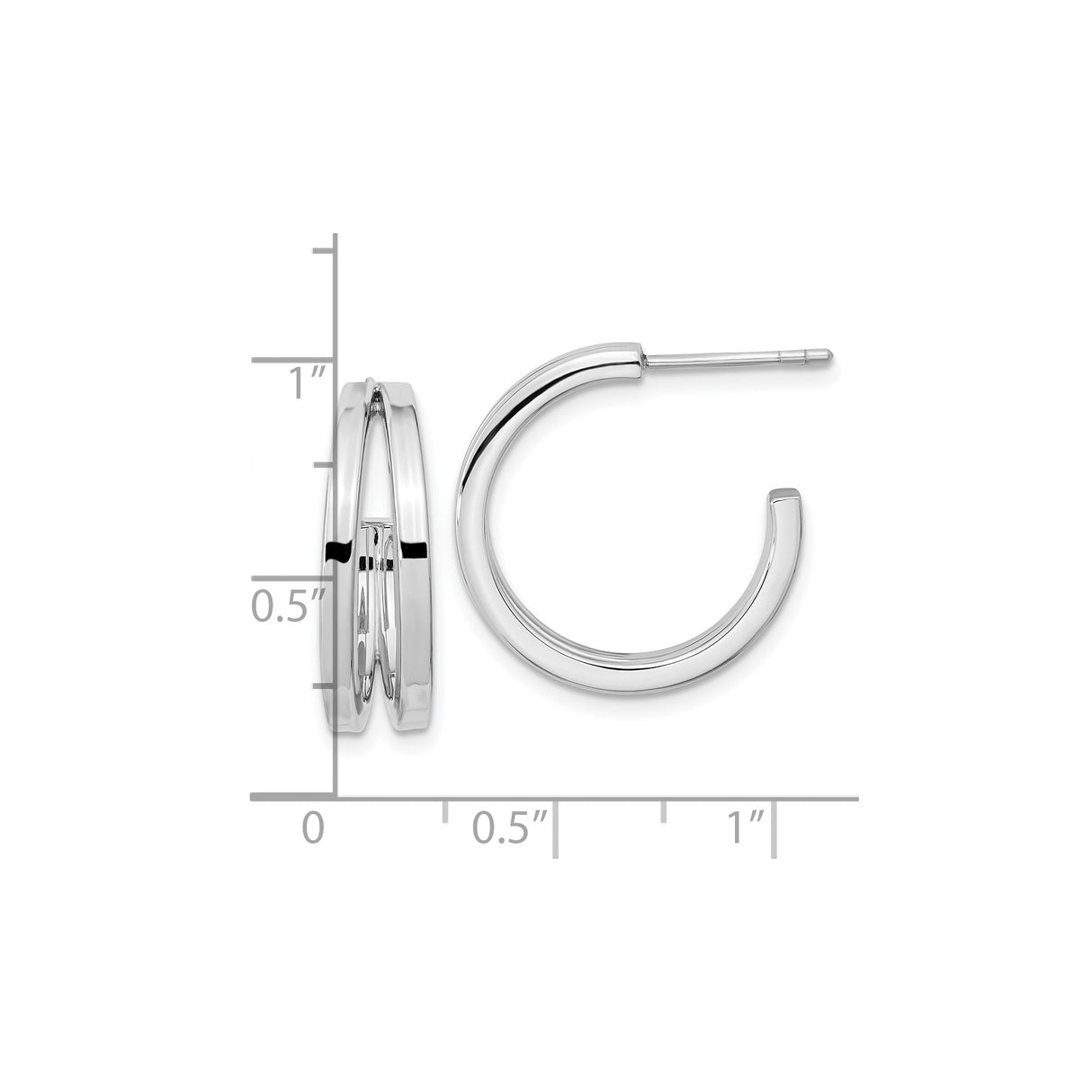 Sterling Silver Double Hoop Earrings, Polished Open Hoops with Sleek Modern Design