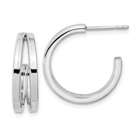 Sterling Silver Double Hoop Earrings, Polished Open Hoops with Sleek Modern Design