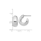 Sterling Silver Chunky Hoop Earrings, Bold Curved Design with High-Polish Finish for Women