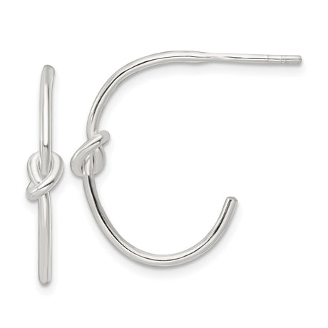 Sterling Silver Knot Hoop Earrings with Minimalist Love Knot Design for Women