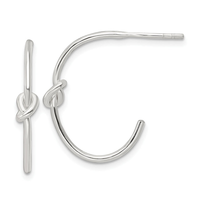 Sterling Silver Knot Hoop Earrings with Minimalist Love Knot Design for Women