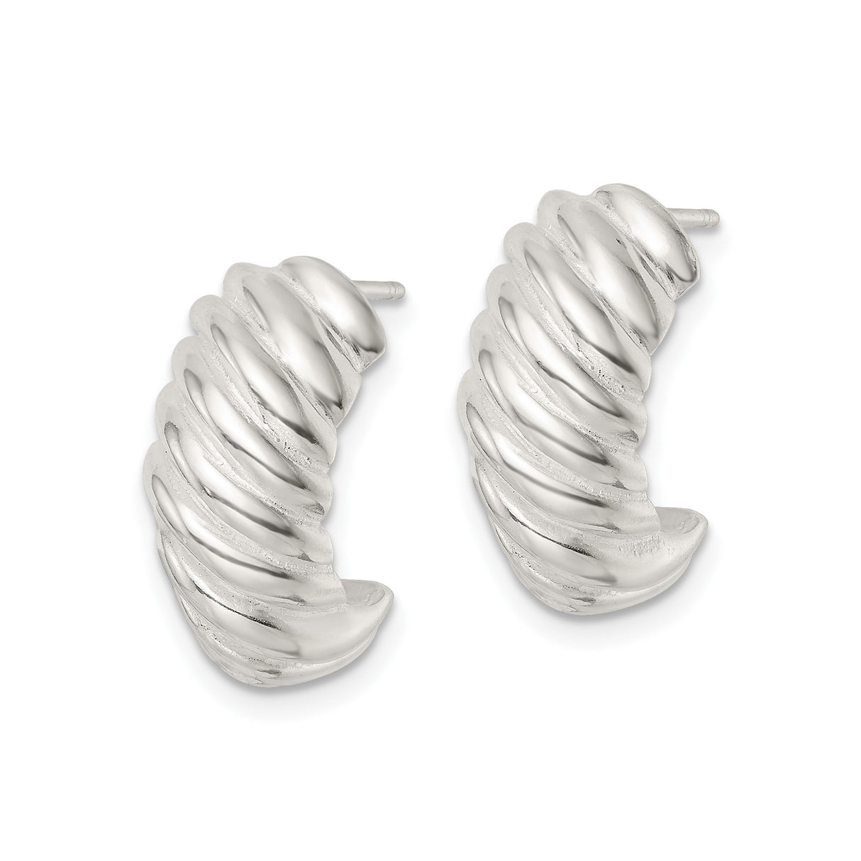 Sterling Silver Twisted Hoop Earrings Ribbed Rope Texture