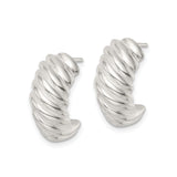 Sterling Silver Twisted Hoop Earrings Ribbed Rope Texture