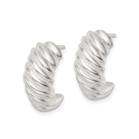Sterling Silver Twisted Hoop Earrings Ribbed Rope Texture