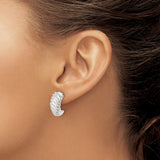 Sterling Silver Twisted Hoop Earrings Ribbed Rope Texture