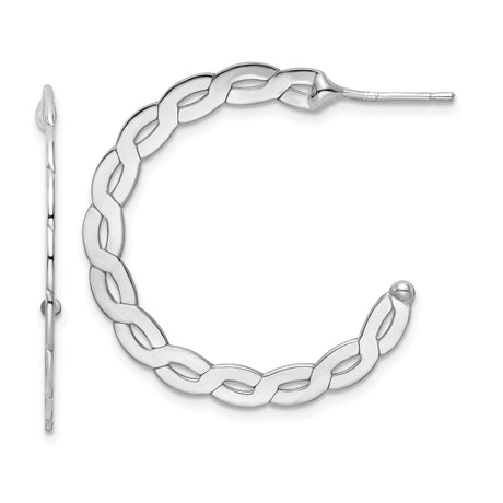 Sterling Silver Hoop Earrings with Open Link Chain Design, Lightweight Polished Finish