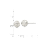 Sterling Silver Floral Filigree Stud Earrings, Textured Round Ball Design, Vintage Inspired