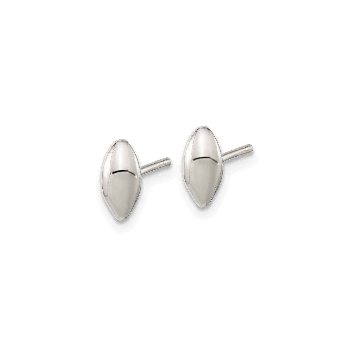 Sterling Silver Marquise Stud Earrings, Minimalist Polished Everyday Design for Women