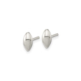 Sterling Silver Marquise Stud Earrings, Minimalist Polished Everyday Design for Women