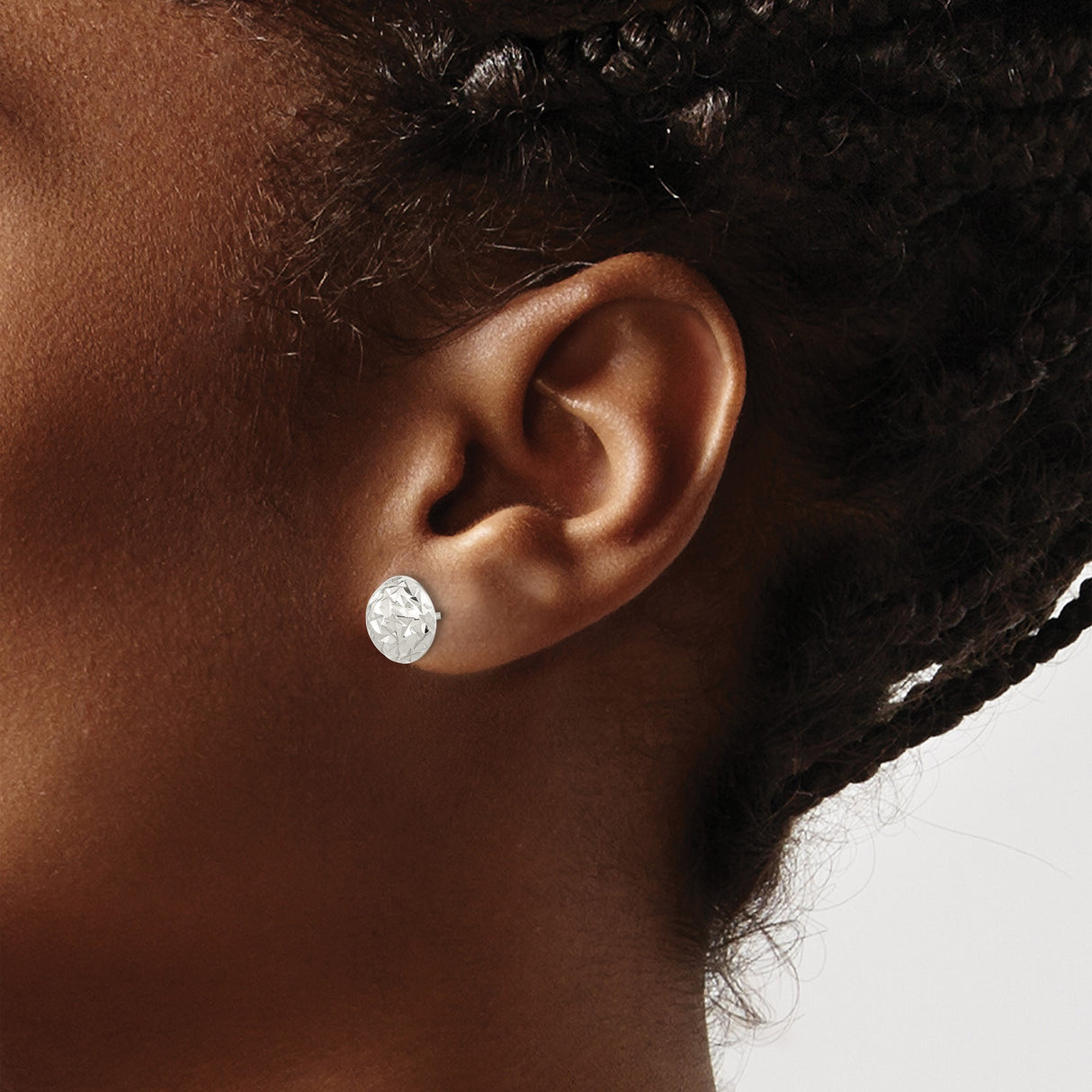 Sterling Silver Stud Earrings, Faceted Dome with Diamond Cut Texture, Minimalist Geometric Design
