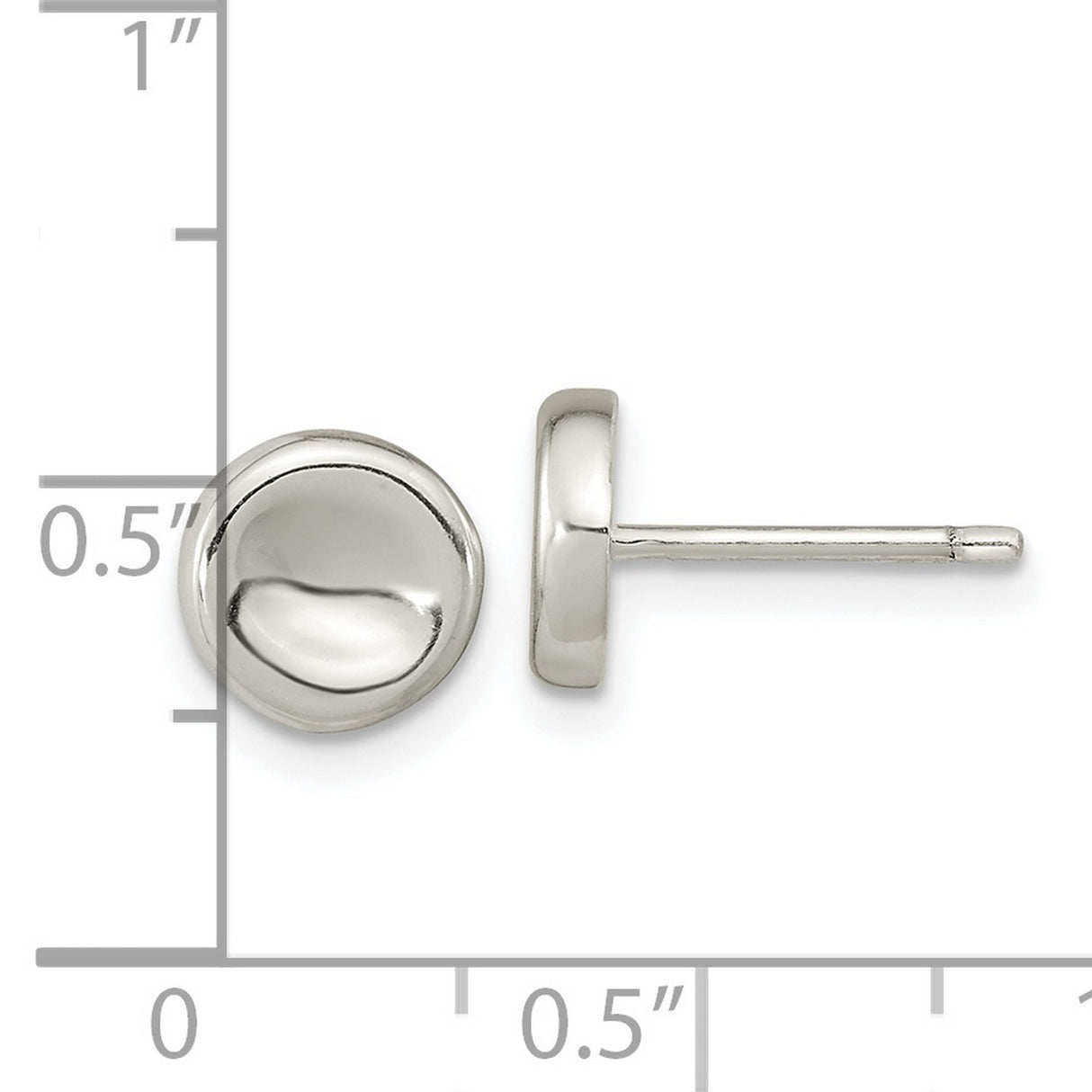 Sterling Silver Stud Earrings, Polished Dome Design, Minimalist Unisex Style