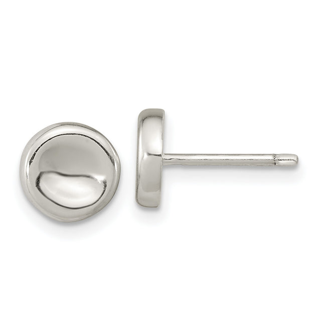 Sterling Silver Stud Earrings, Polished Dome Design, Minimalist Unisex Style