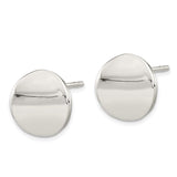 Sterling Silver Stud Earrings, Minimalist Round Disc with Polished Finish