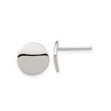 Sterling Silver Stud Earrings, Minimalist Round Disc with Polished Finish