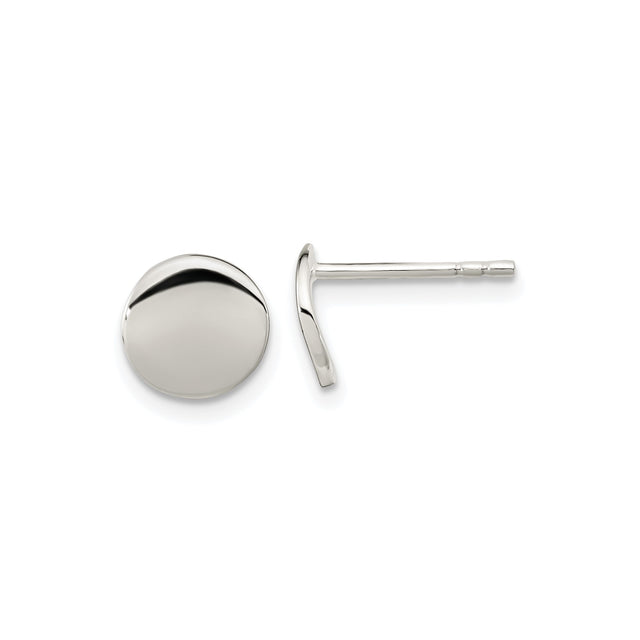 Sterling Silver Round Cufflinks, Polished Minimalist Design for Men