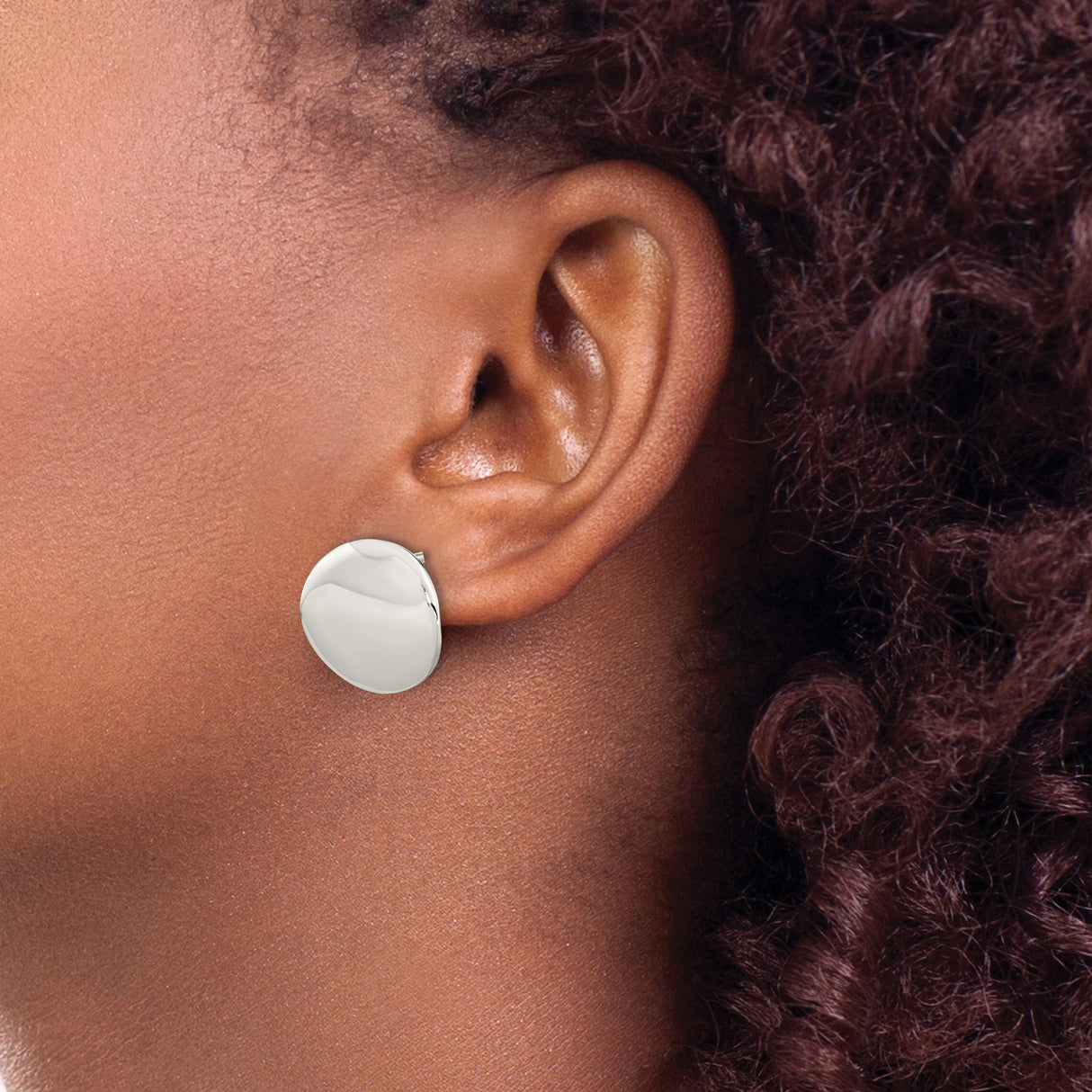 Sterling Silver Stud Earrings, Smooth Round Flat Post Design, Polished Finish, Minimalist Style