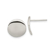 Sterling Silver Stud Earrings, Smooth Round Flat Post Design, Polished Finish, Minimalist Style