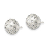 Sterling Silver Ball Stud Earrings with Clear Crystals and Textured Dome Design