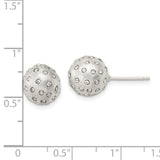 Sterling Silver Ball Stud Earrings with Clear Crystals and Textured Dome Design