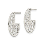 Sterling Silver Mandala Earrings, Cutout Geometric Hoops with Filigree Design, Boho Style Jewelry