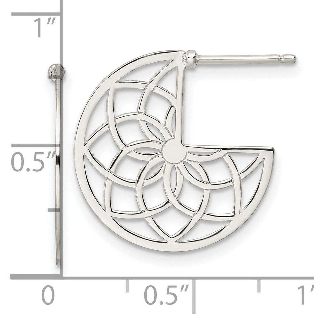 Sterling Silver Mandala Earrings, Cutout Geometric Hoops with Filigree Design, Boho Style Jewelry