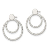 Sterling Silver Convertible Hoop Earrings with Polished Studs and Rope Texture