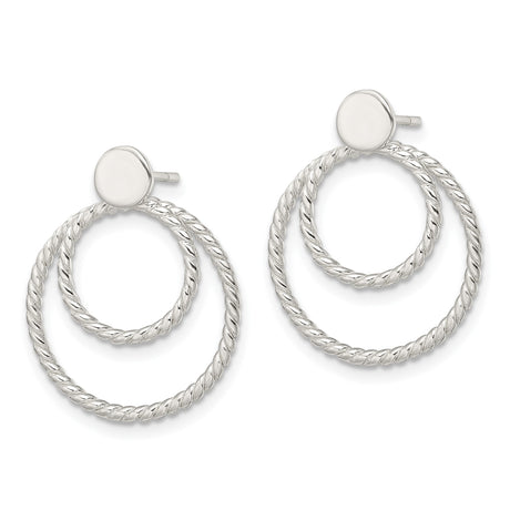 Sterling Silver Convertible Hoop Earrings with Polished Studs and Rope Texture