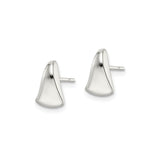 Sterling Silver Geometric Stud Earrings, Modern Minimalist Wedge Design for Women