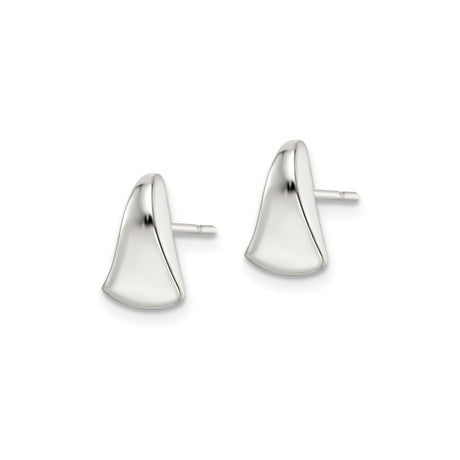Sterling Silver Geometric Stud Earrings, Modern Minimalist Wedge Design for Women