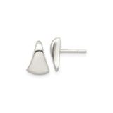 Sterling Silver Geometric Stud Earrings, Modern Minimalist Wedge Design for Women