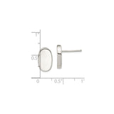 Sterling Silver Oval Stud Earrings, Polished Minimalist Design, Unisex Modern Style