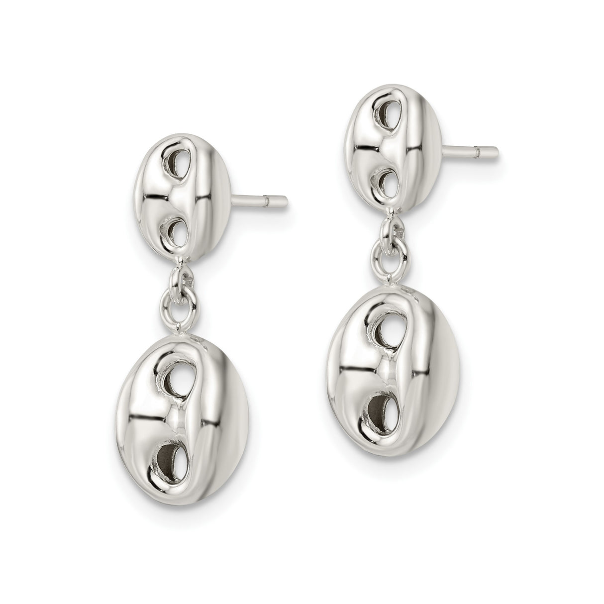 Sterling Silver Dangle Earrings with Oval and Marquise Cutout Geometric Design